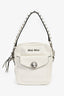 Miu Miu White Leather Crystal Embellished Top Handle