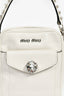 Miu Miu White Leather Crystal Embellished Top Handle