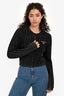 T By Alexander Wang Grey Cable Knit Logo Embroidered Cardigan Size S
