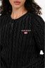 T By Alexander Wang Grey Cable Knit Logo Embroidered Cardigan Size S
