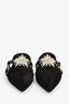 Roger Vivier Black Suede Leather Crystal Embellished Mules Size 36.5