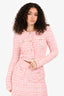 Self-Portrait Pink Tweed Cropped Embellished Button Jacket Size XS