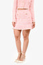 Self-Portrait Pink Tweed Embellished Button Mini Skirt Size S