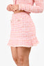 Self-Portrait Pink Tweed Embellished Button Mini Skirt Size S