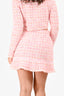 Self-Portrait Pink Tweed Embellished Button Mini Skirt Size S