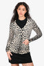 Dolce & Gabbana Cream/Black Wool Leopard Print Cardigan Size 38