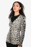 Dolce & Gabbana Cream/Black Wool Leopard Print Cardigan Size 38