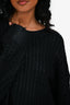 Sandro Black Metallic Textured Cropped Raw Hem Sweater Size 3