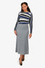 Max Mara Leisure Grey Wool Ribbed Maxi Skirt Size L