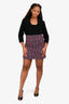 Sandro Purple/Black Tweed Button Detail Mini Skirt Size 40