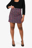 Sandro Purple/Black Tweed Button Detail Mini Skirt Size 40