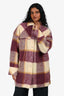 IRO Cream/Burgundy Mohair/Alpaca Blend Plaid Shirt Jacket Size S