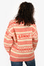 Ganni Cream/Red Wool All Over Logo Crew Neck Sweater Size XS