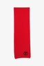 Louis Vuitton Red Wool Knit 'LV' Embroidered Scarf