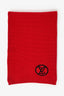 Louis Vuitton Red Wool Knit 'LV' Embroidered Scarf