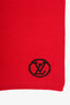 Louis Vuitton Red Wool Knit 'LV' Embroidered Scarf