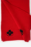 Louis Vuitton Red Wool Knit 'LV' Embroidered Scarf