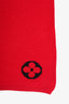 Louis Vuitton Red Wool Knit 'LV' Embroidered Scarf