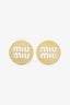 Miu Miu Gold Tone Circle 'Miu Miu' Earrings