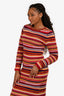 Chloe Red Stipped Cashmere Knit Long Dress Size XS