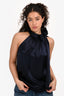 Diane von Furstenberg Navy Silk Bow Detailed Sleeveless Top Size 2