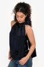 Diane von Furstenberg Navy Silk Bow Detailed Sleeveless Top Size 2