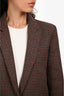 Sandro Brown/Burgundy Wool Blend Houndstooth Single Breasted Blazer Size 34
