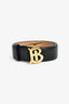 Burberry Black Leather TB Logo Belt Size S