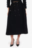 Pre-Loved Chanel™ 95P Black Cashmere CC Button Maxi Skirt Size 38