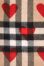 Burberry Brown Cashmere Nova Check Heart Print Fringe Scarf