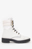 Stuart Weitzman White Leather Lexy Lace-up Combat Boots Size 8