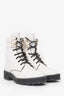 Stuart Weitzman White Leather Lexy Lace-up Combat Boots Size 8