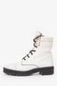 Stuart Weitzman White Leather Lexy Lace-up Combat Boots Size 8