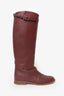 Valentino Burgundy Leather Riding Boots Size 39