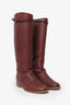 Valentino Burgundy Leather Riding Boots Size 39
