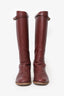 Valentino Burgundy Leather Riding Boots Size 39