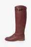 Valentino Burgundy Leather Riding Boots Size 39