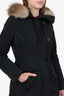 Moncler Black Down 'Aredhel Giubbotto' Fur-Trim Parka Size 1