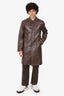 Dries Van Noten Brown Faux Leather Button Down Trench Size 48 Mens