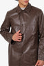 Dries Van Noten Brown Faux Leather Button Down Trench Size 48 Mens