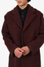 Prada Burgundy Wool Triangle Logo Coat Size 48