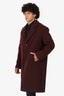 Prada Burgundy Wool Triangle Logo Coat Size 48