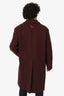 Prada Burgundy Wool Triangle Logo Coat Size 48