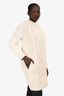 Max Mara Cream Wool/Cashmere Blend Cable Knit Zip-Up Mid Length Sweater Size M