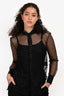 Saint Laurent 2016 Black Sheer Glitter Polka Dot Blouse Size 38