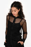 Saint Laurent 2016 Black Sheer Glitter Polka Dot Blouse Size 38