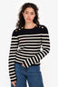 Miu Miu 2018 Navy/White Wool Striped 'Love' Sweater Size 40