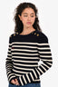 Miu Miu 2018 Navy/White Wool Striped 'Love' Sweater Size 40