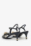 Pre-Loved Chanel™ Black Leather Camellia Applique Ankle Strap Sandals Size 38