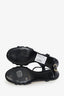Pre-Loved Chanel™ Black Leather Camellia Applique Ankle Strap Sandals Size 38